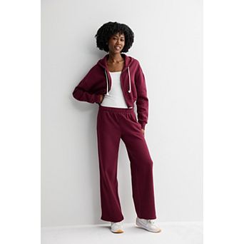 Juniors' SO® Favorite Cropped Full-Zip Hoodie & Wide Leg Pants Matching Set