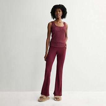 Juniors' Pink Republic Waffle Lounge Tank Top & Lounge Pants Matching Separates
