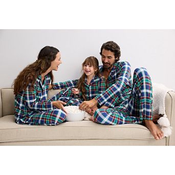 Jammies For Your Families® Blue Plaid Notch Collar Pajama Top & Pajama Bottoms Matching Set