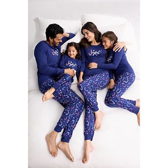 Jammies For Your Families® Blue Candy Cane Graphic Pajama Top & Pajama Bottoms Matching Set