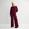 Juniors' SO® Bouncy Fleece Scoop Neck Top & Wide Leg Pants Matching Set