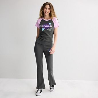 Juniors' K-Pop Demon Hunters Graphic Baby Tee & Pants Matching Set