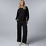 Women's Simply Vera Vera Wang Crewneck Top & High Rise Pull-On Wide Leg Pants Matching Set