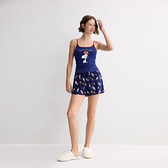 Juniors' Peanuts Snoopy Christmas Cami Pajama Top & Pajama Shorts Matching Separates