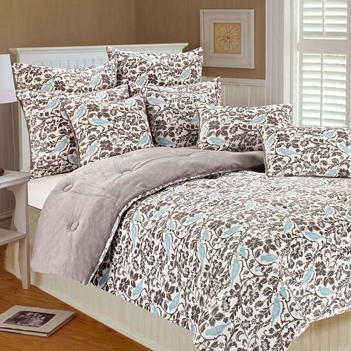 Thro Microplush Selma Bird Reversible Comforter Set