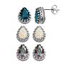 Sterling Silver Gemstone Crown Stud Earrings