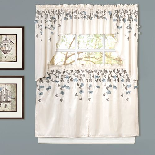 Lush Decor Flower Drops Swag Tier Kitchen Window Curtains