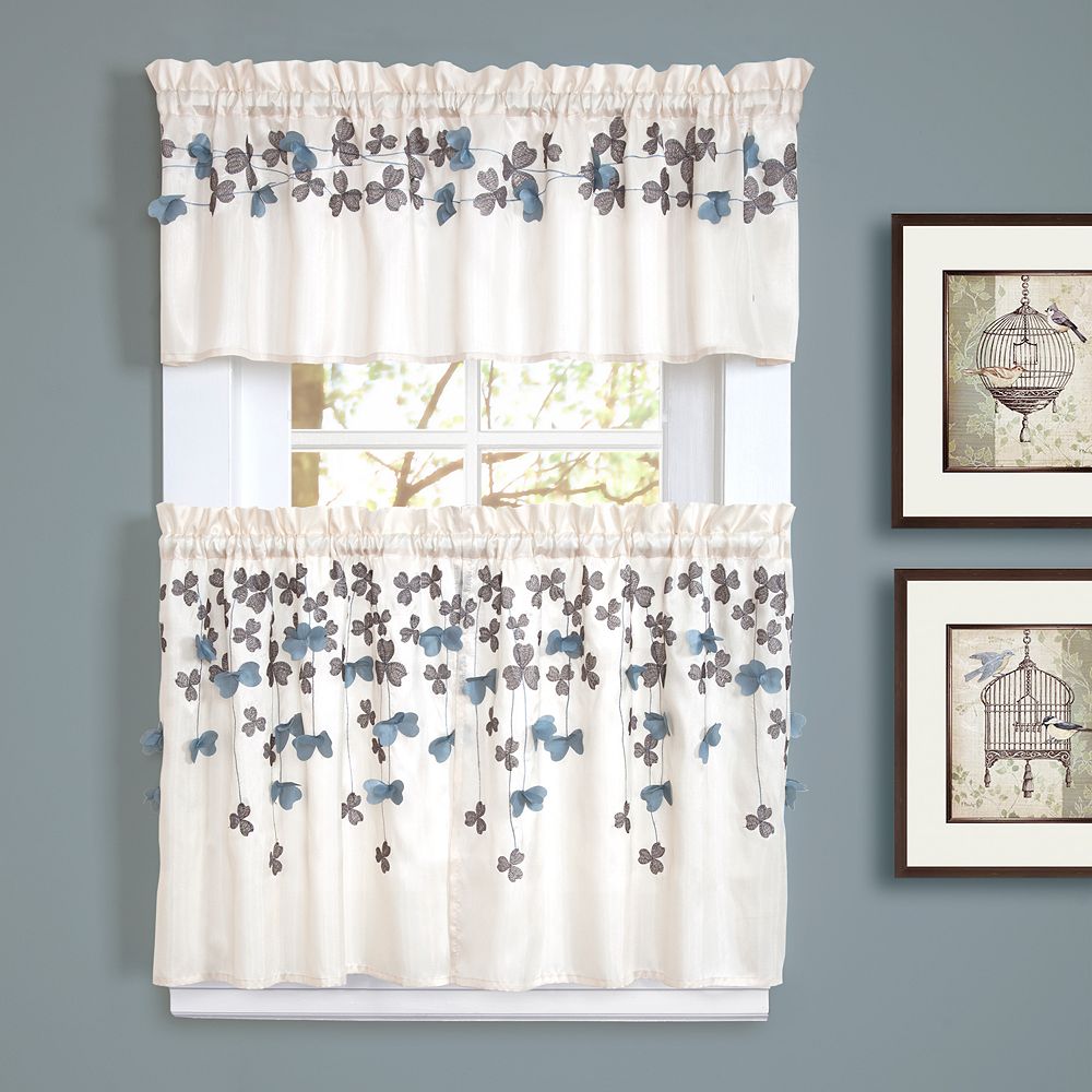 Lush Decor Flower Drops Swag Tier Kitchen Window Curtains