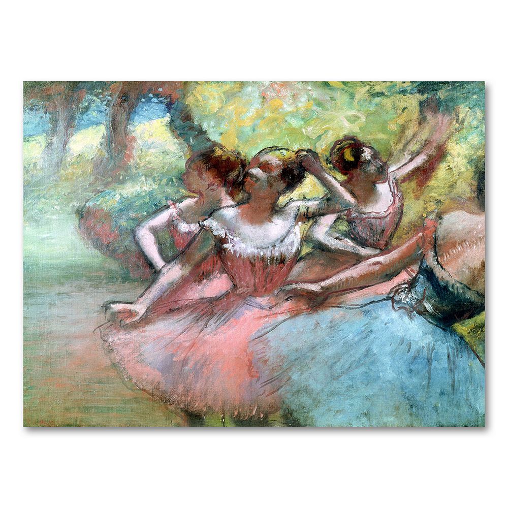 Four Ballerinas On The Stage Canvas Wall Art By Edgar Degas 