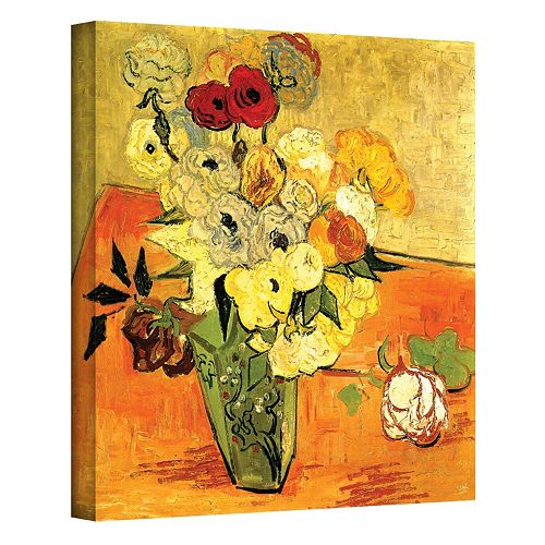 18” x 14” ”Japanese Vase with Roses and Anemones” Canvas Wall Art by Vincent van Gogh