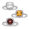 Gemstone & 1/5 Carat T.W. Diamond 10k White Gold Halo Ring