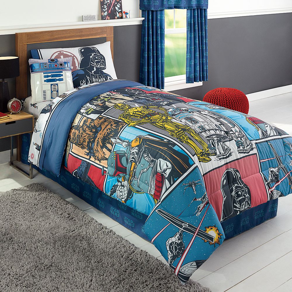 Kohls Star Wars Patchwork Cozy Reversible Comforter Boba Fett Yoda Chewbacca 