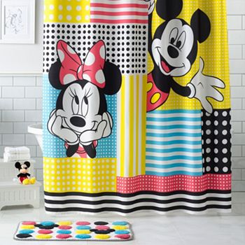 Disney Halloween Vampire store Mickey & Witch Minnie Mouse Shower Curtain Bath Mat Set