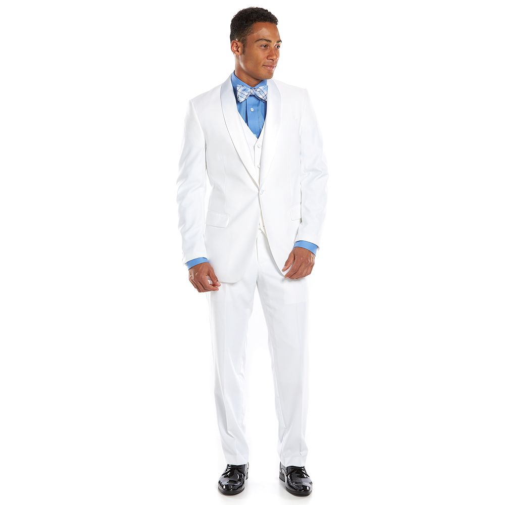 M03 48L SAVILE ROW  1 Button Solid White Tuxedo Suit 48 Long 