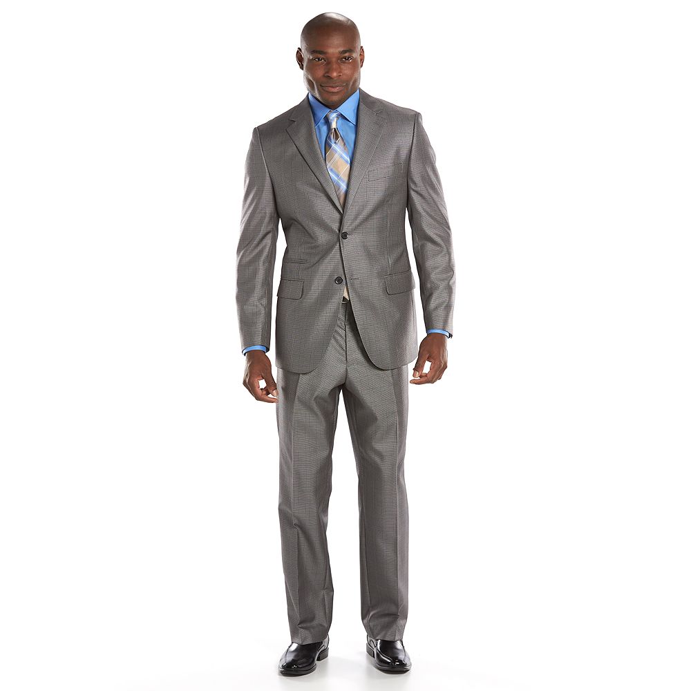Steve Harvey ClassicFit Gray Plaid Suit Separates Men