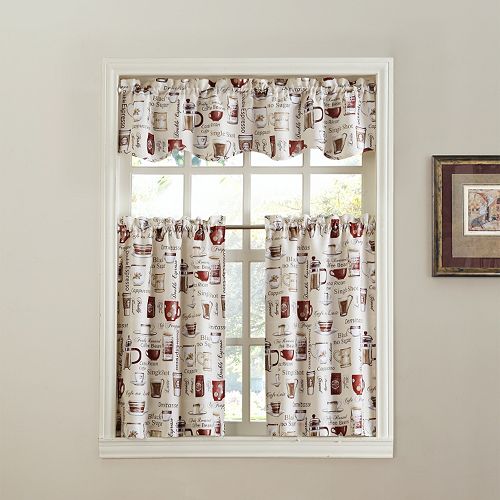Espresso Coffee Tier Kitchen Window Curtains