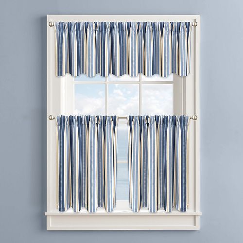 Colordrift Nautical Stripe Tier Kitchen Window Curtains
