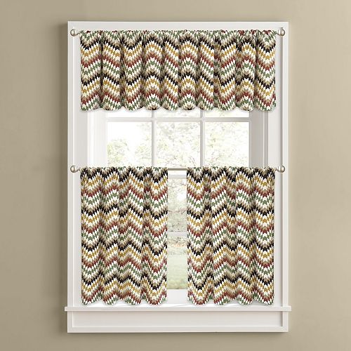 Colordrift Chevron Quilt Tier Kitchen Window Curtains