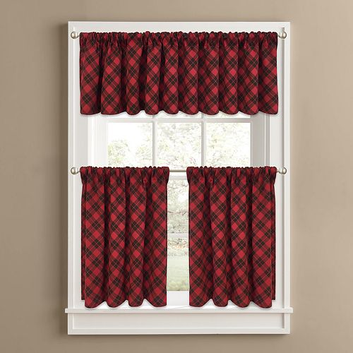 Colordrift Ranger Plaid Tier Kitchen Window Curtains