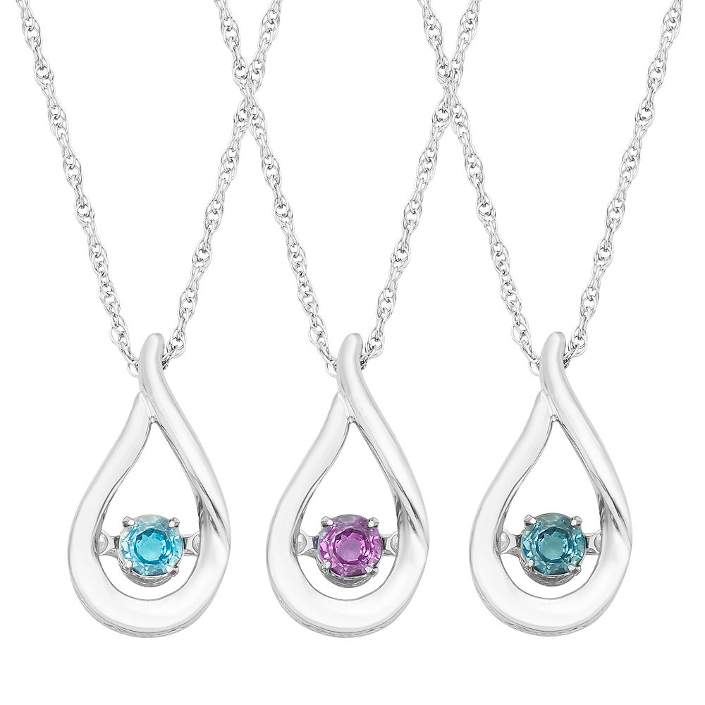 Sterling Silver Birthstone Teardrop Pendant Necklace