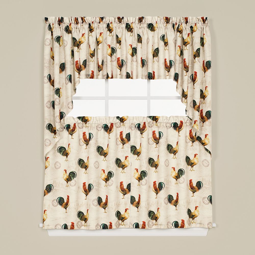 Saturday Knight, Ltd. Tuscan Morning Rooster Swag Tier Kitchen Window