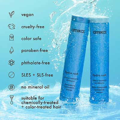 amika Hydro Rush Intense Moisture Shampoo with Hyaluronic Acid