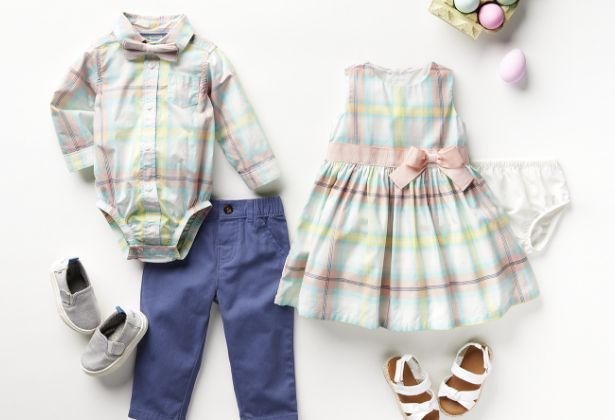 Light colored matching baby clothes