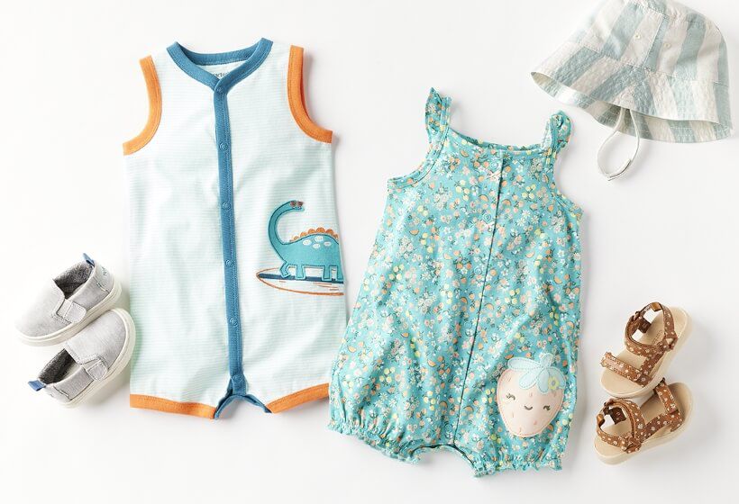 Light colored matching baby clothes