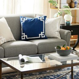 Couch with decorative pillows