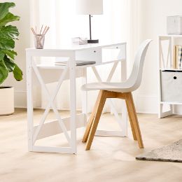 White compact desk with chair