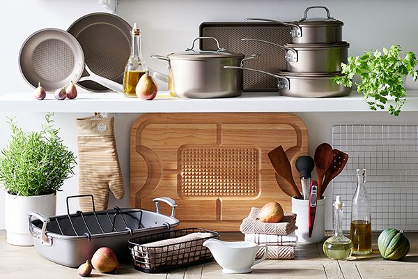 bakingware, pots, pans, and kitchen utensils