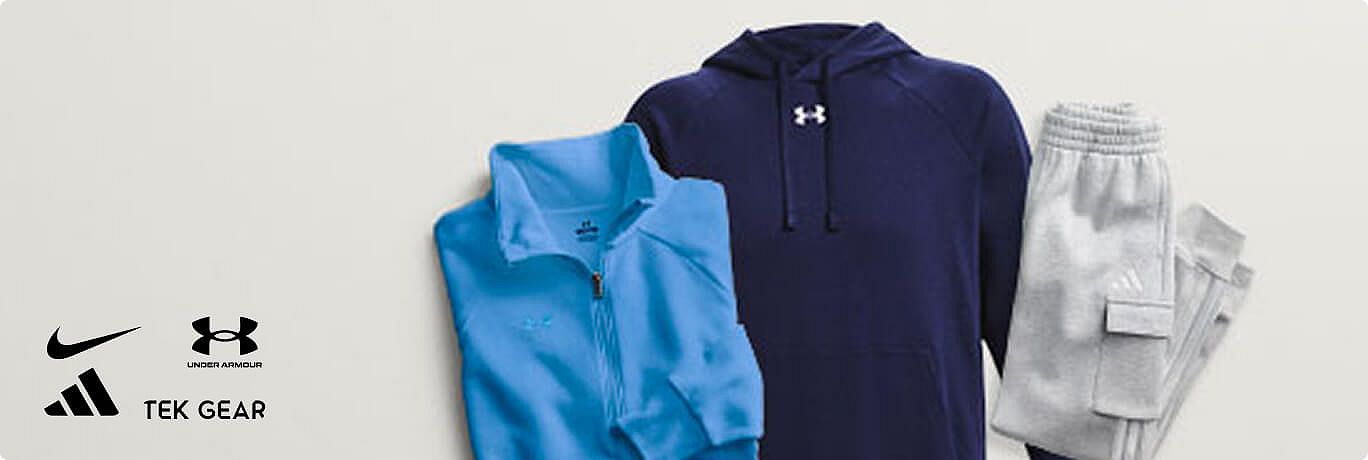 Save on Nike, Tek Gear, Under Armour, and adidas