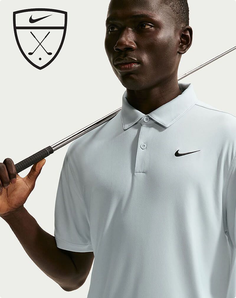 Man wearing a white Nike golf polo