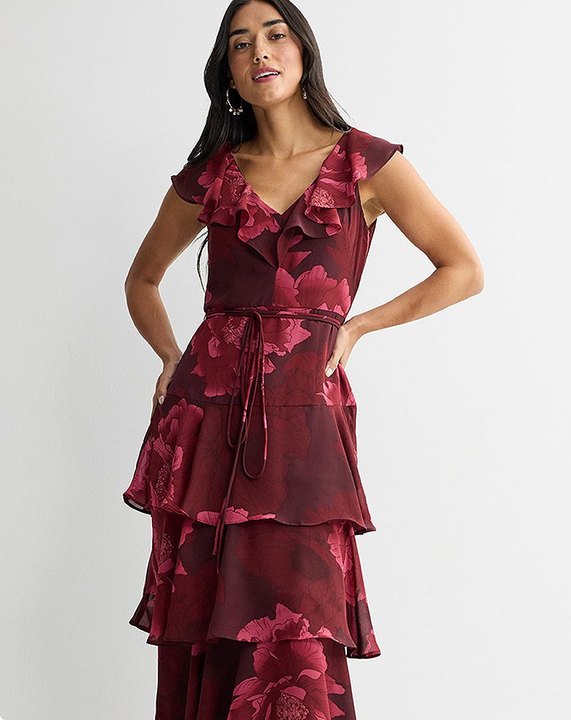 Woman wearing elegant sleeveless gown