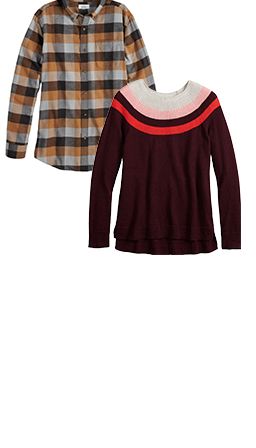 flannel and sweater for man and woman