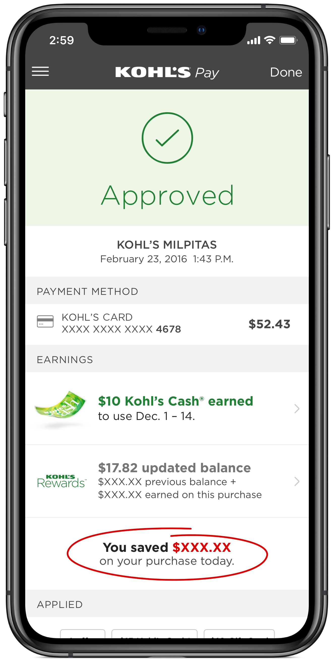 Kohl's Pay for the Kohl's App