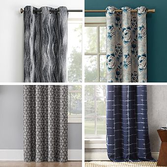 Home Expressions Charlotte 2-Pack Rod-Pocket Curtain Panels 40 x 84 Each Ocean 