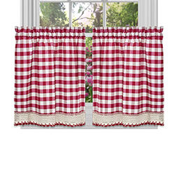 White Red Chery Kitchen Curtains One Pair kitchen curtains